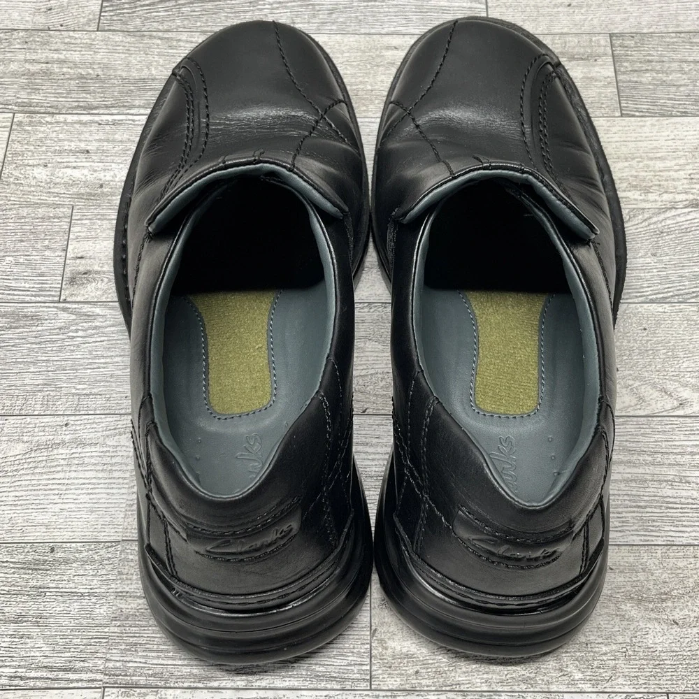 Clarks Escalade Step Black Leather Slip On Loafer Shoes Men Size‎ 8M